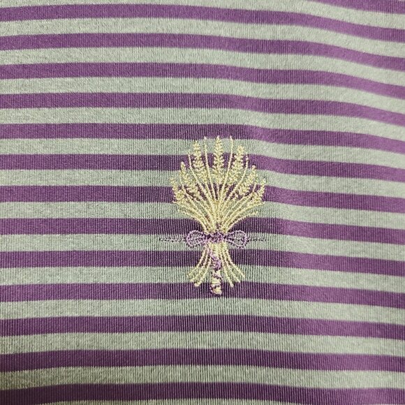 Peter Millar Summer Comfort Polo Shirt Mens XL Purple Gray Striped Golf  Logo - Picture 2 of 10